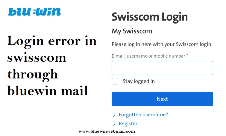 Login Error in Swisscom Through Bluewin Mail